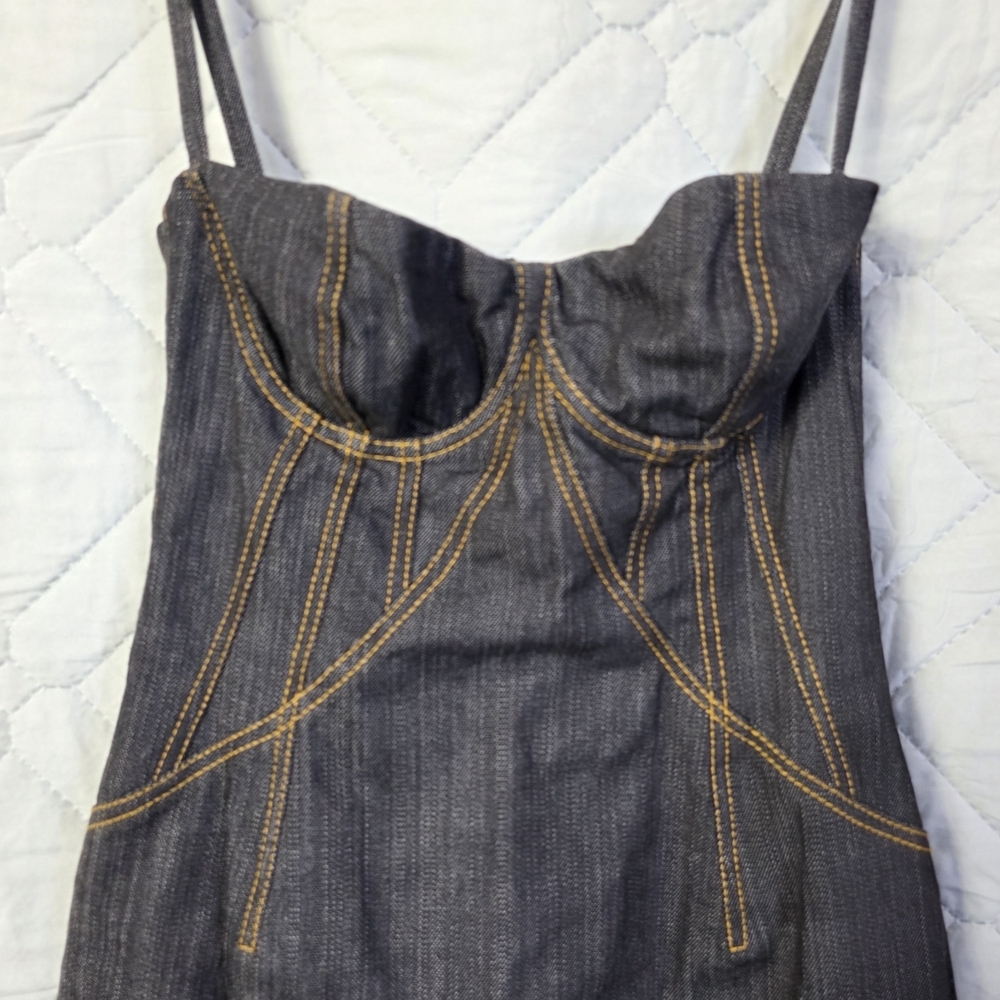 Dolce & Gabbana denim corseted dress. Leopard Print Sz 38 - Picture 12 of 12